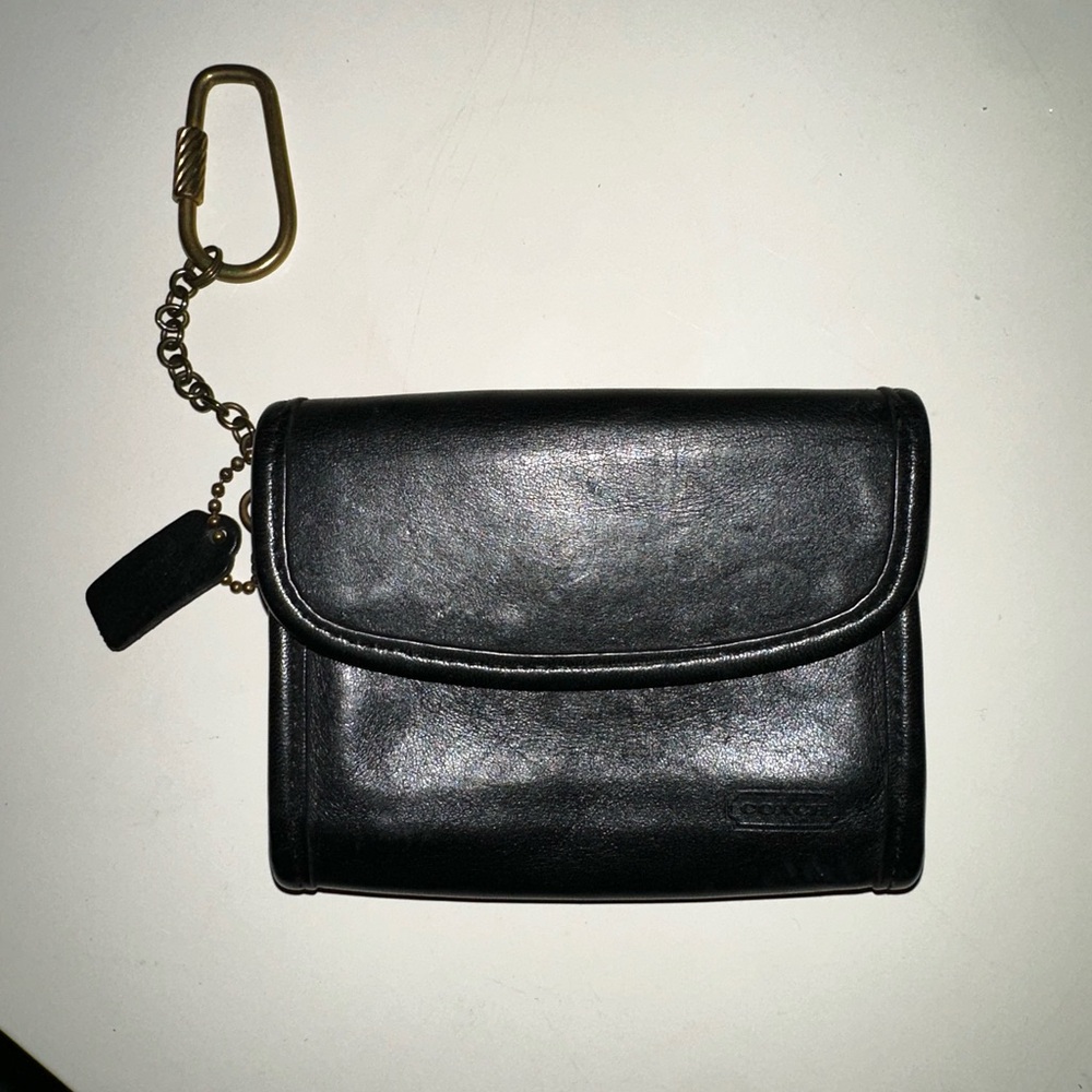 Coach Black Leather key fob / card case #7219